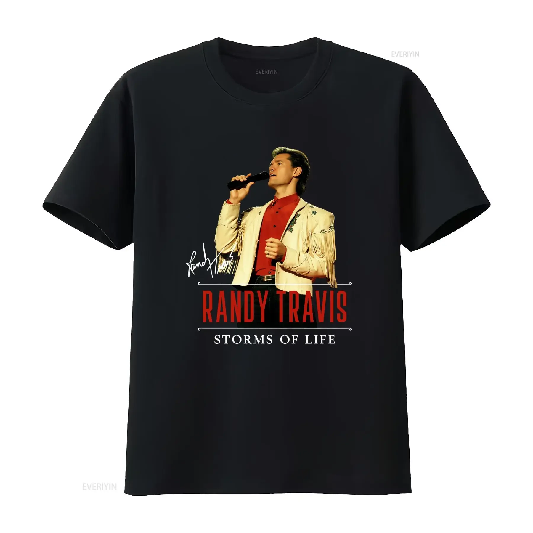 Randy Travis Signed Storms Of Life Black T Shirt All Sizes Available vintage Washed Versatile Top For Everyday Wear Soft Unisex