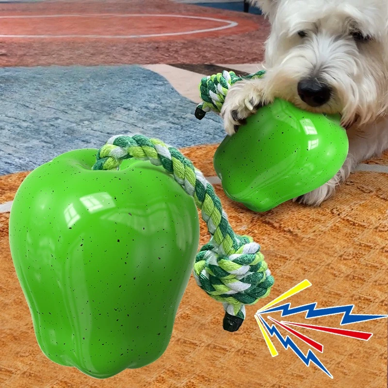 

Pet Supplies With High Elasticity And Toughness TPR Teeth Grinding Anti Bite Apple Shaped Toothbrush Dog Toy