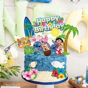 Disney Lilo und Stitch Hawaii Cake Topper, Sommergeburtstagsvorräte, Aloha Blumentischdekoration, Jungen und Mädchen Mädchen, 12pcs 6 Hauptverkaufstoper Flores Kuchen - №1