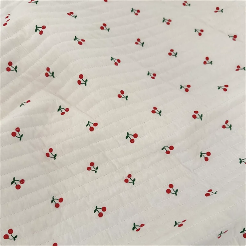 Thickened Vest Polyester Fabric  For Children\'s Clothing Pet Cotton Handmade DIY Bag Cherry Pattern Fabric