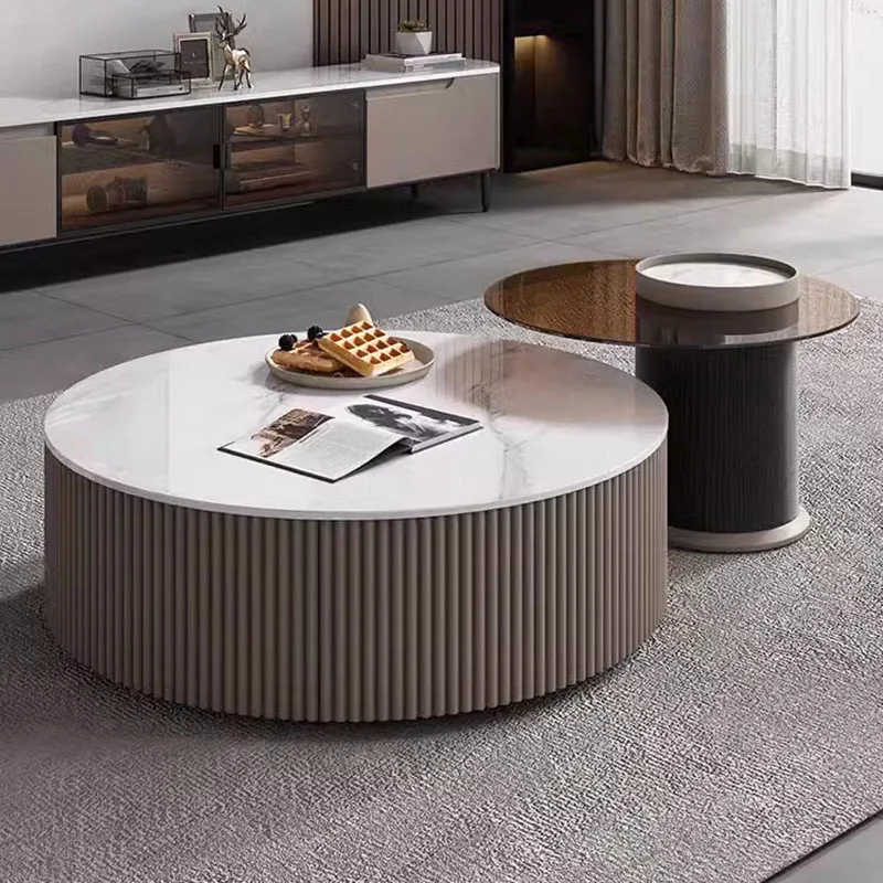 Luxury Modern Coffee Table Minimalist Italian Aesthetic Round Center Service Writing Books Mesa Auxiliar Lounge Suite Furniture