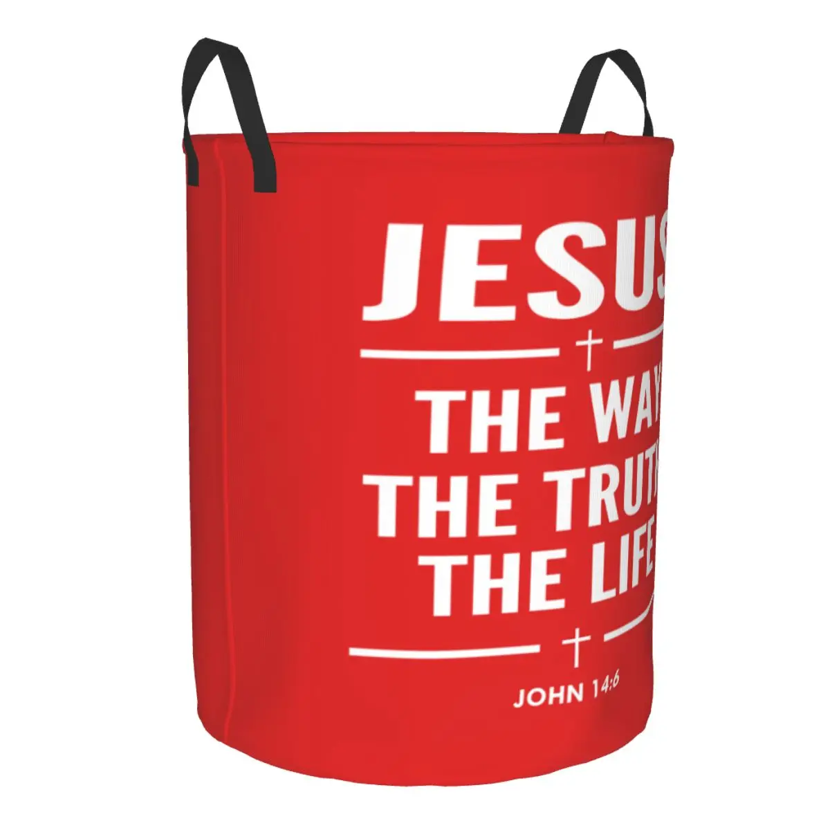 Jesus The Way The Truth The Life Laundry Basket Foldable Large Clothes Storage Bin Religion Cross Christian Faith Baby Hamper