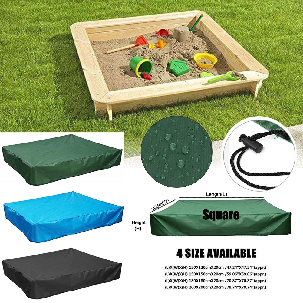 Waterproof Oxford Sandpit Cover with Drawstring, Heavy Duty Outdoor Sand Box Dust Cover, Garden Sandpit Protector for Toys Sand