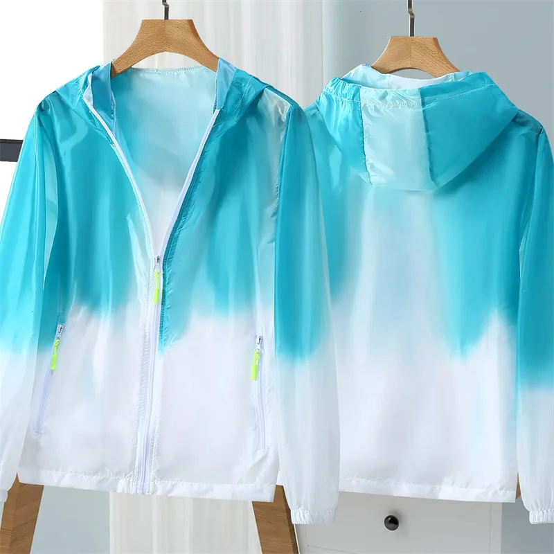 Gradient Sun Protection Clothing Women Summer New Coat Fat MM Loose Ice Silk Large Size Jacket Fashion Thin Sunscreen Top Female