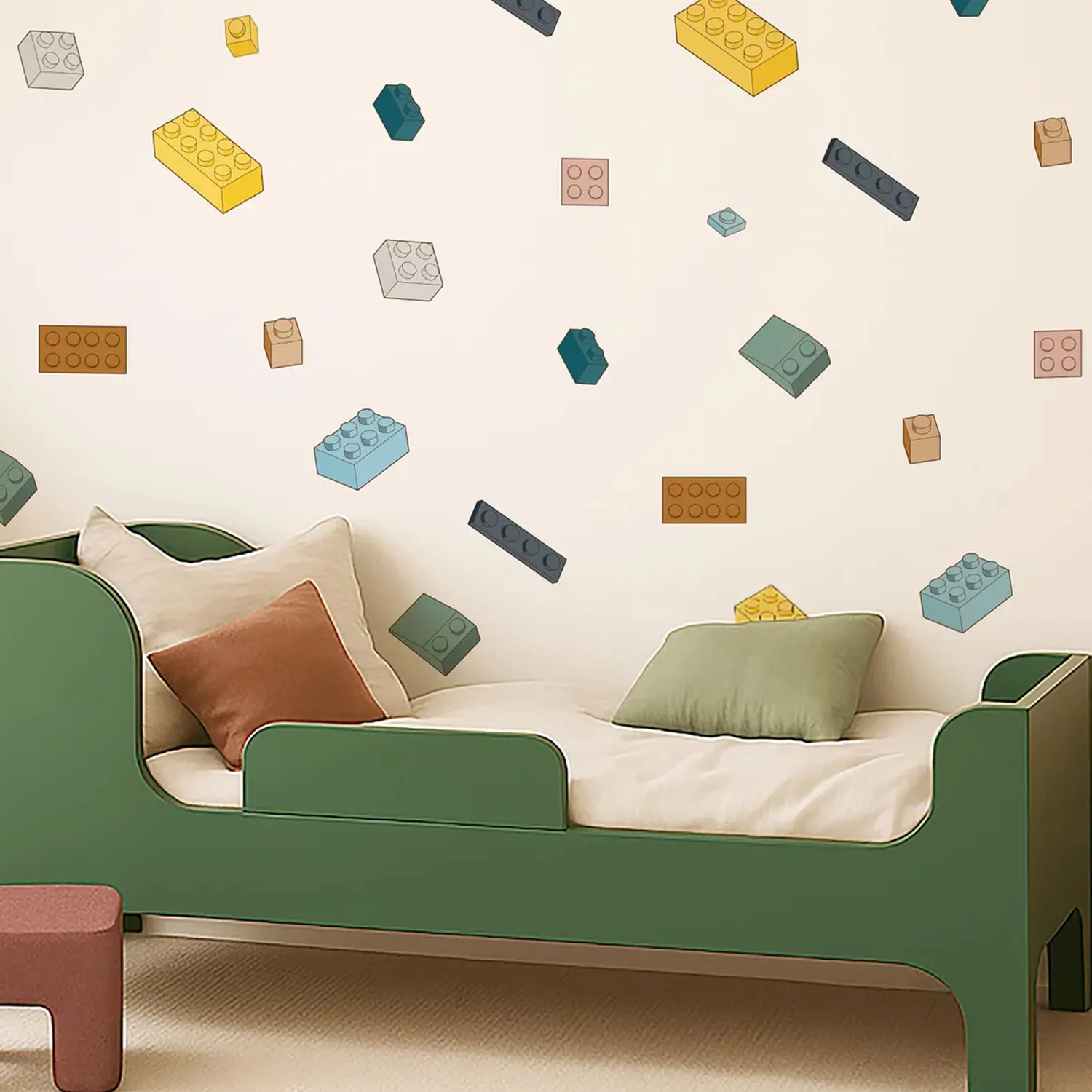 3D Building Block Wall Decal Removable Wall Sticker Building Block Bricks Peel and Stick for Kids Nursery Wall Art Room Decor
