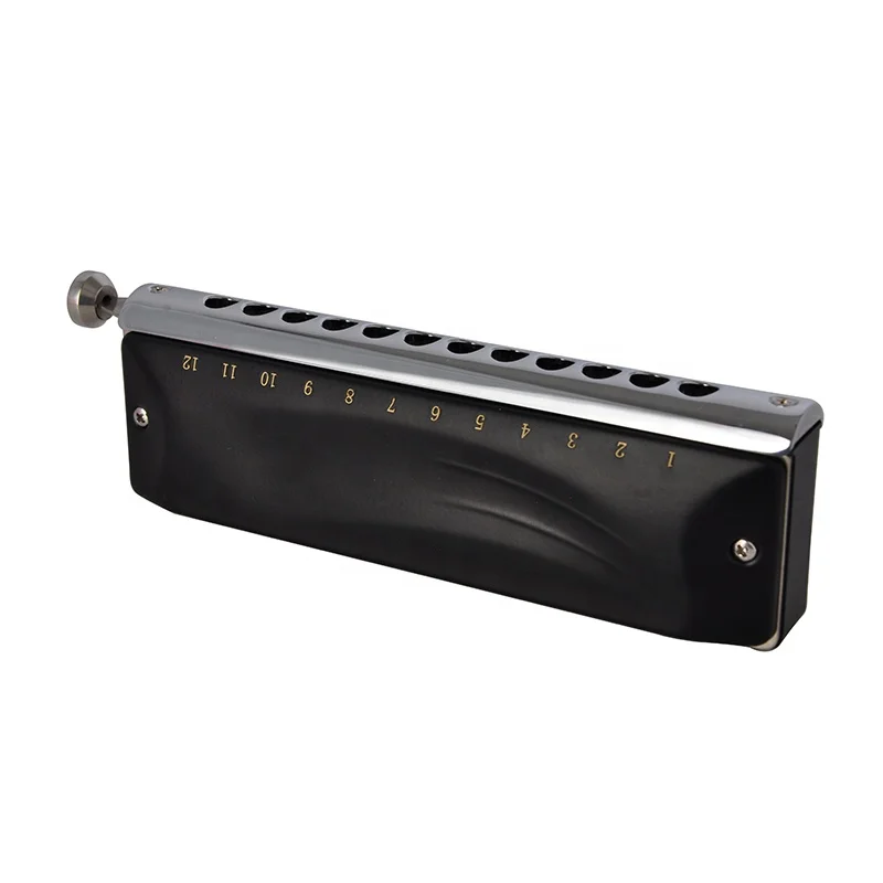 

Hooqu Professional Chromatic Harmonica Basic Style 12 Hole Harmonica With Leather Case For Player