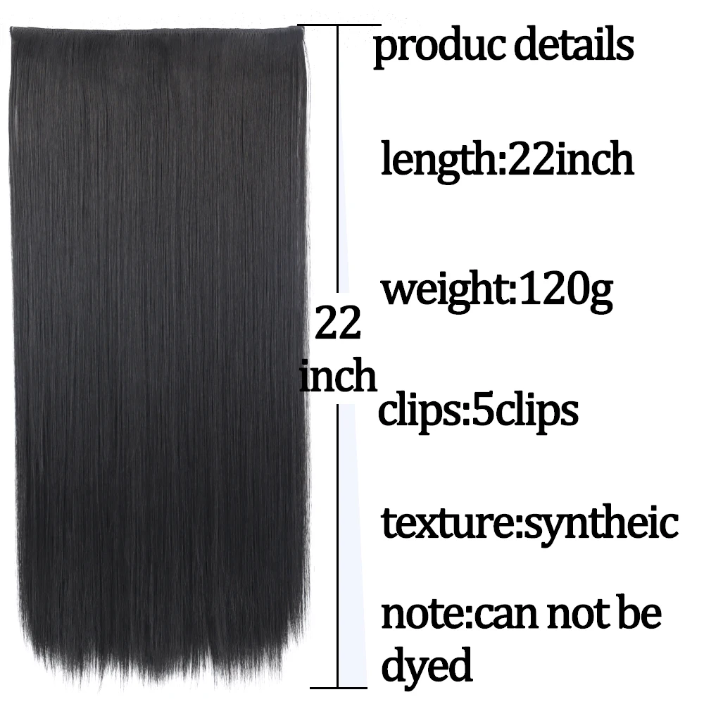 MISSQUEEN Synthetic Long Straight Hair Extensions 22 Inch Heat Resistant Hairpieces Hair extensions for women\'s Hairpieces