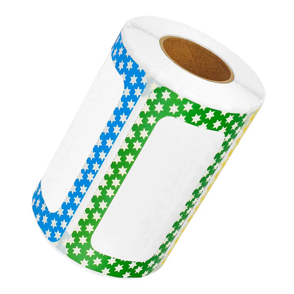 1 لفة اسم العلامة ملصق فارغة DIY بها بنفسك ملاحظات لاصقة ملصق الحدود الملونة المنزل مدرسة مكتب تسميات اسم شارة ملصقات #3