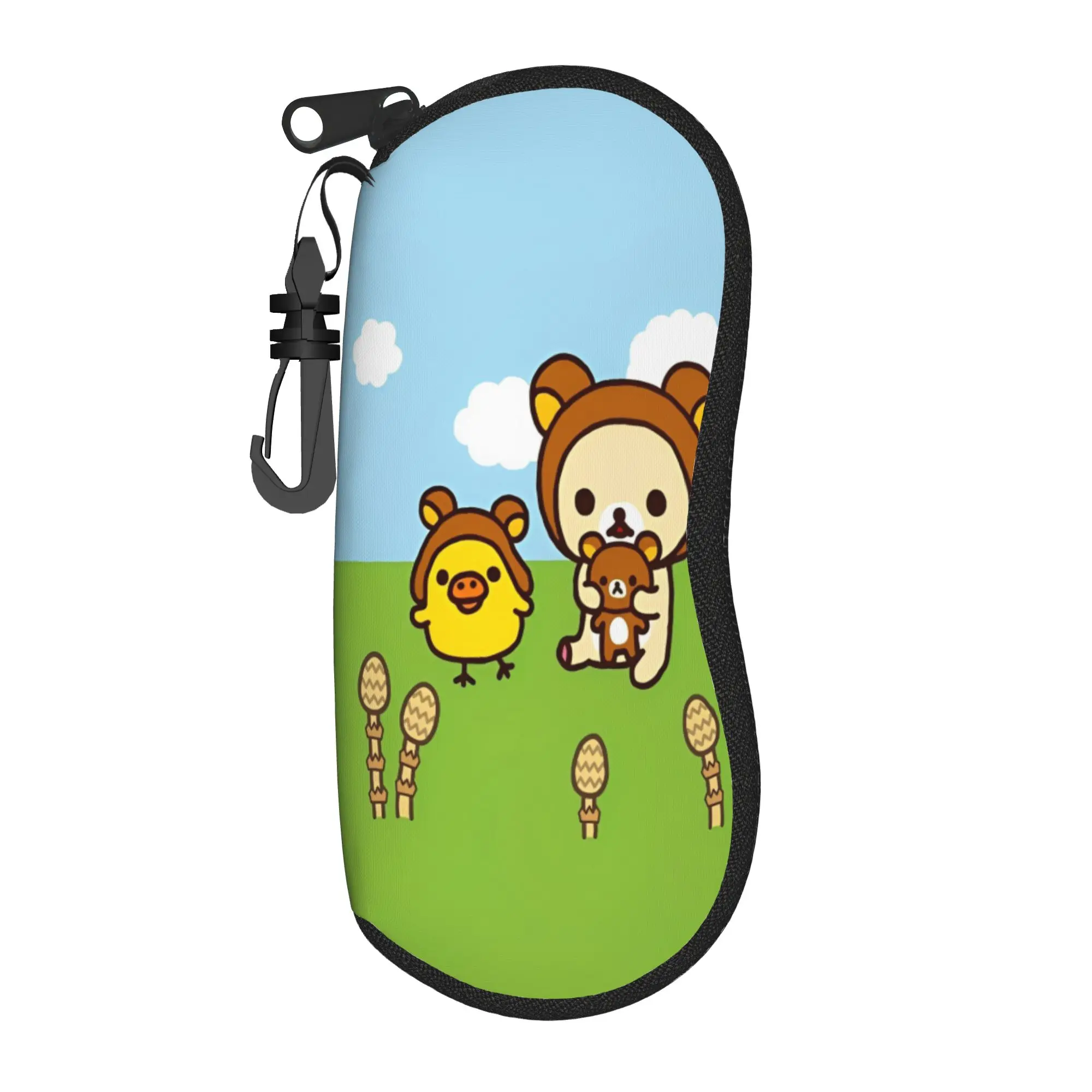 Rilakkuma  Merch Glasses Case for Girl Boy Waterproof Zipper  Eyeglasses Storage Box Charming Eye Contacts Case