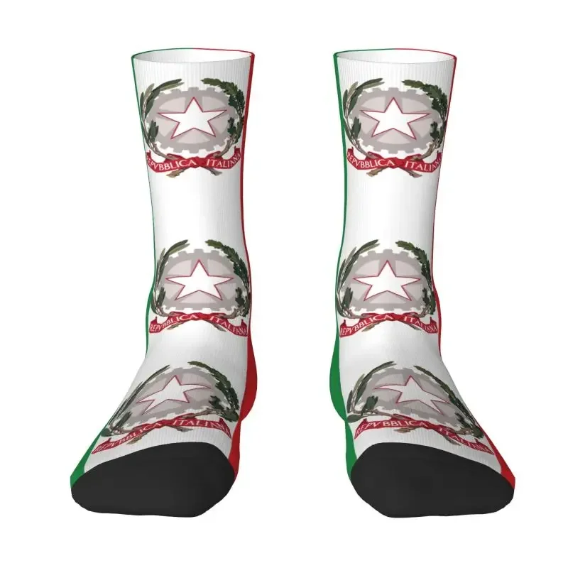 Fun Printing Emblem Of Italy Socks for Men Women Stretch Summer Autumn Winter Italian Flag Crazy Crew Socks