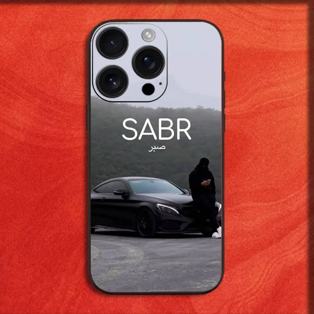 حافظة هاتف قرآن صابر إسلام صبر لهاتف آيفون 16,15,14,13,12,11,Pro,XS,Max,XR,Plus,E,غطاء أسود صغير مقاوم للصدمات