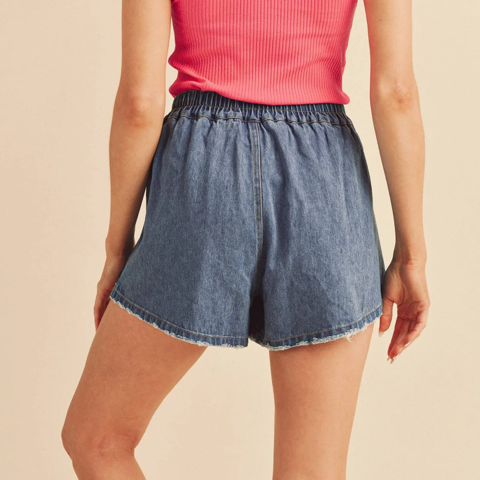 Streetwear Lose Jean Shorts für Frauen Sommer Modische A-linie Elastische Taille Button Up Shorts mit Tasche