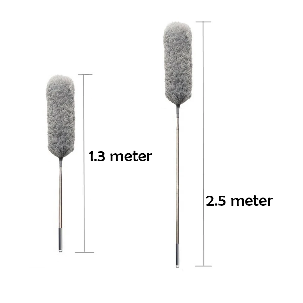 Telescoping Microfiber Duster Dsuter with 1.5/2.5 meter Stainless Steel Extension Pole Detachable Washable Bendable Car Washer