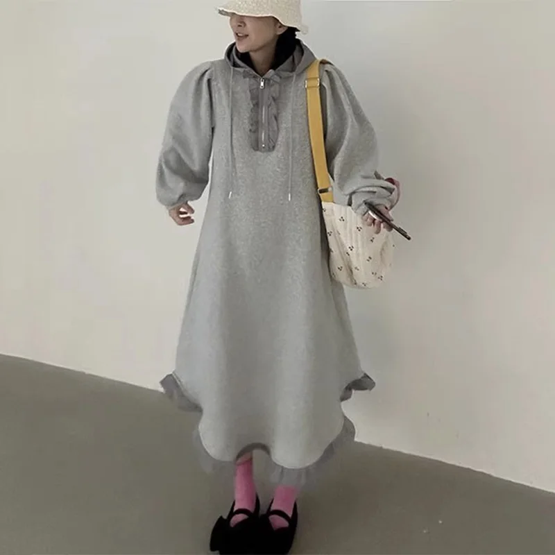 قبعة ريترو مقسمة بقلنسوة Dr Women فضفاضة Sle طويلة Sve ملابس يومية النسخة الكورية خريف جديد أنيق دكتور مع الخشب... #3