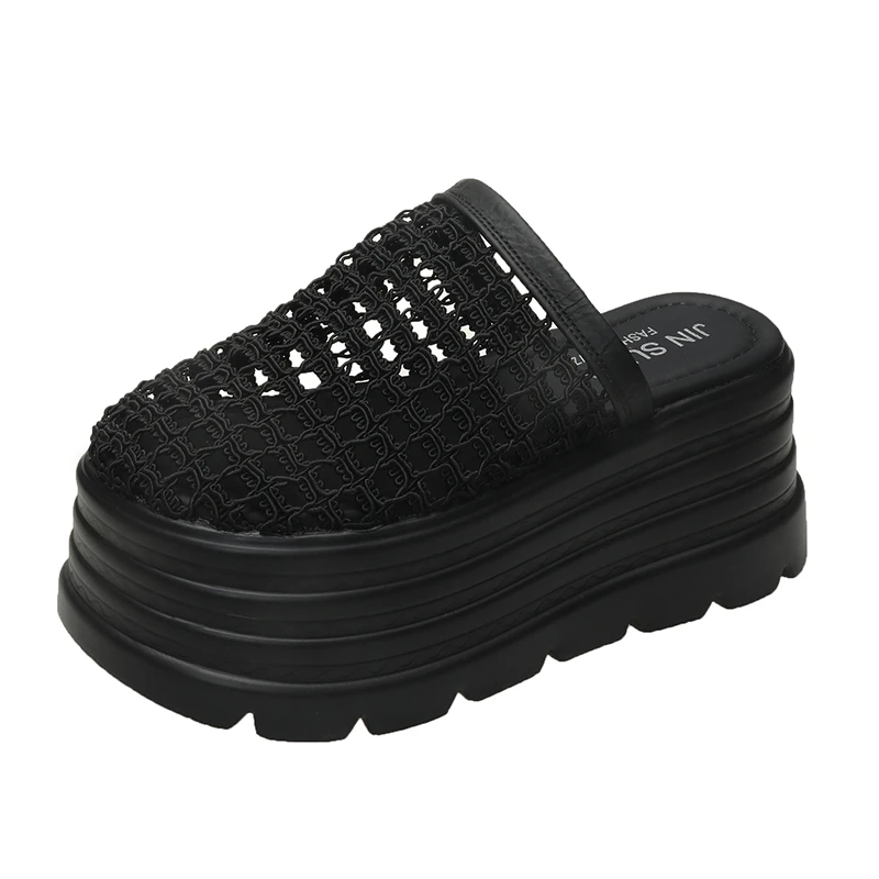 8CM Women High Heels Summer Females Breathable Platform Slippers Chunky Sneakers Wedge Sandals Slides Shoes Zandalias De Mujer