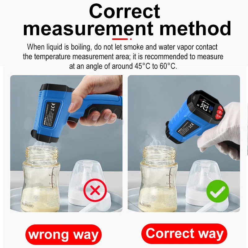 Termometer Inframerah SNAKOL T600 Non-kontak -50~600 ℃   Pengukur Suhu Laser Digital Layar LCD Pyrometer Point Gun Tester