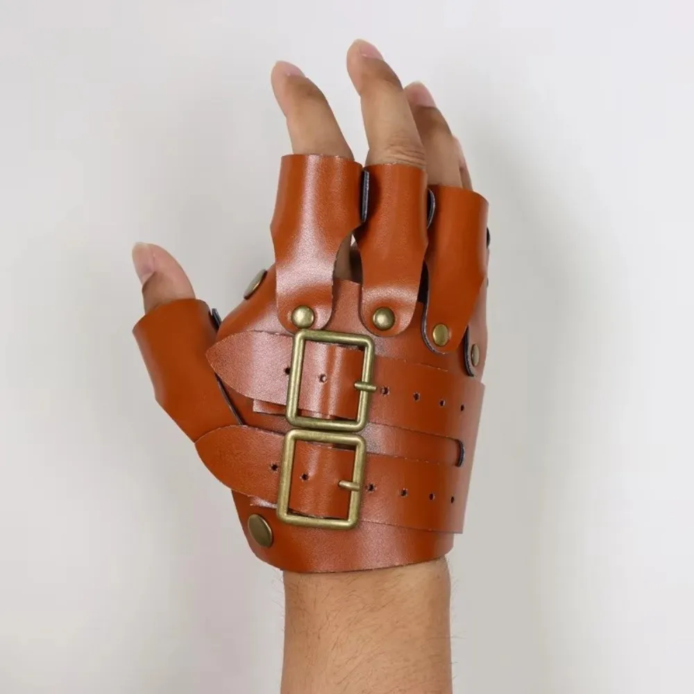 PU Leather Faux Leather Gloves Wristband Design Pirate Theme Fingerless Gloves Medieval Style Steampunk Gloves Role Playing