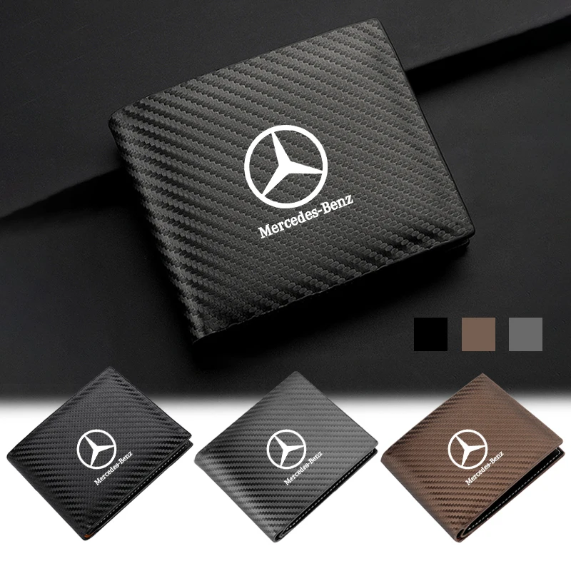 

New Car Logo Carbon Fiber Car Wallet Large Capacity Card Wallet For Mercedes Benz A C E S G Class GLC CLE CLA GLB GLS W177