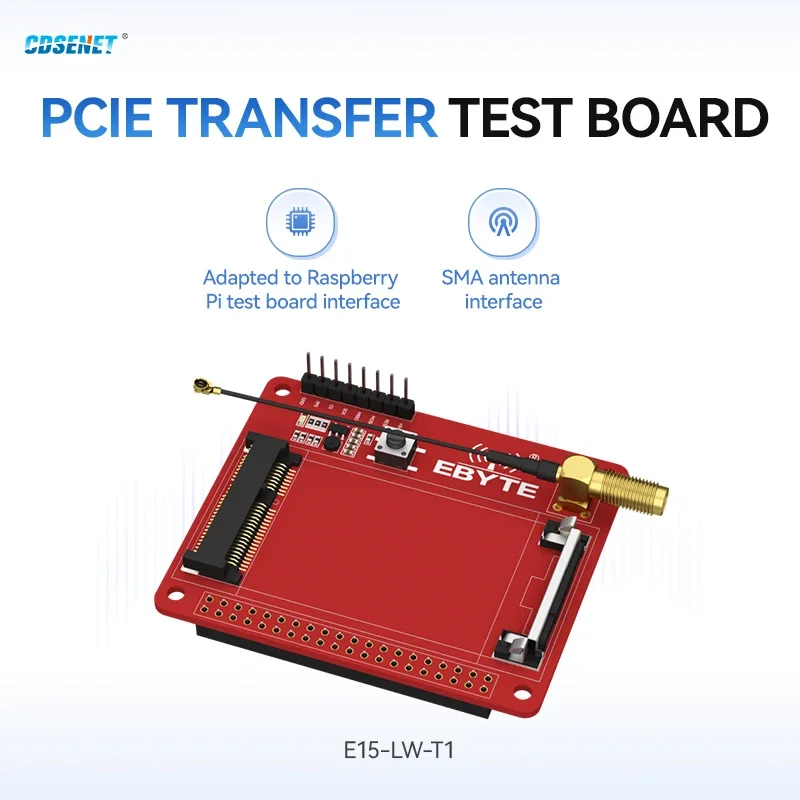 PCIE Transfer Test Board for SX1302 LoRa LoRaWAN Gateway PCIE 230/433/470/868/915MHz CDSENET E15-LW-T1 SMA Antenna Interface