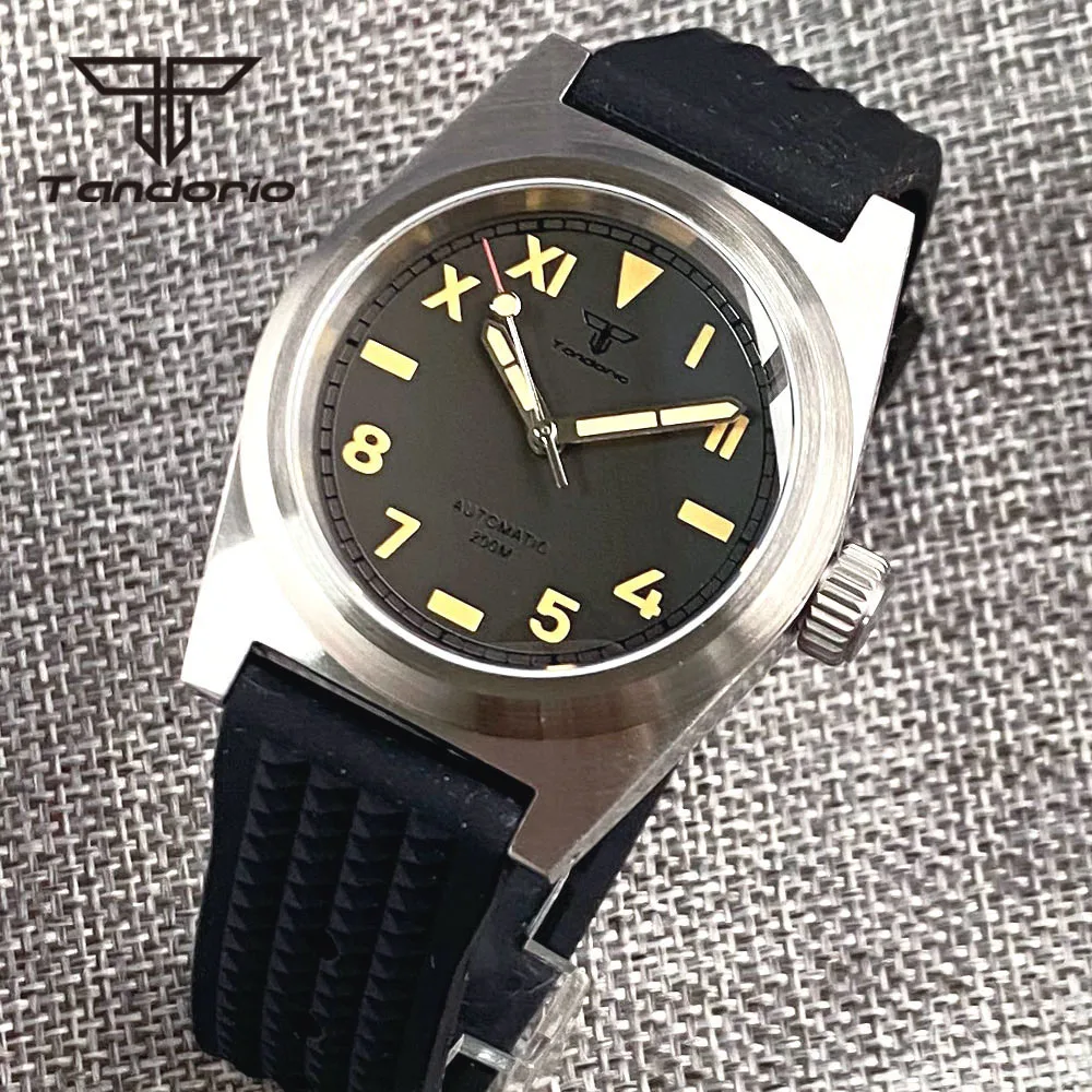 Tandorio 20Bar California Dial Luminous 38mm męskie automatyczne zegarki do nurkowania NH35A PT5000 ruch AR szafirowe szkło śruba korona