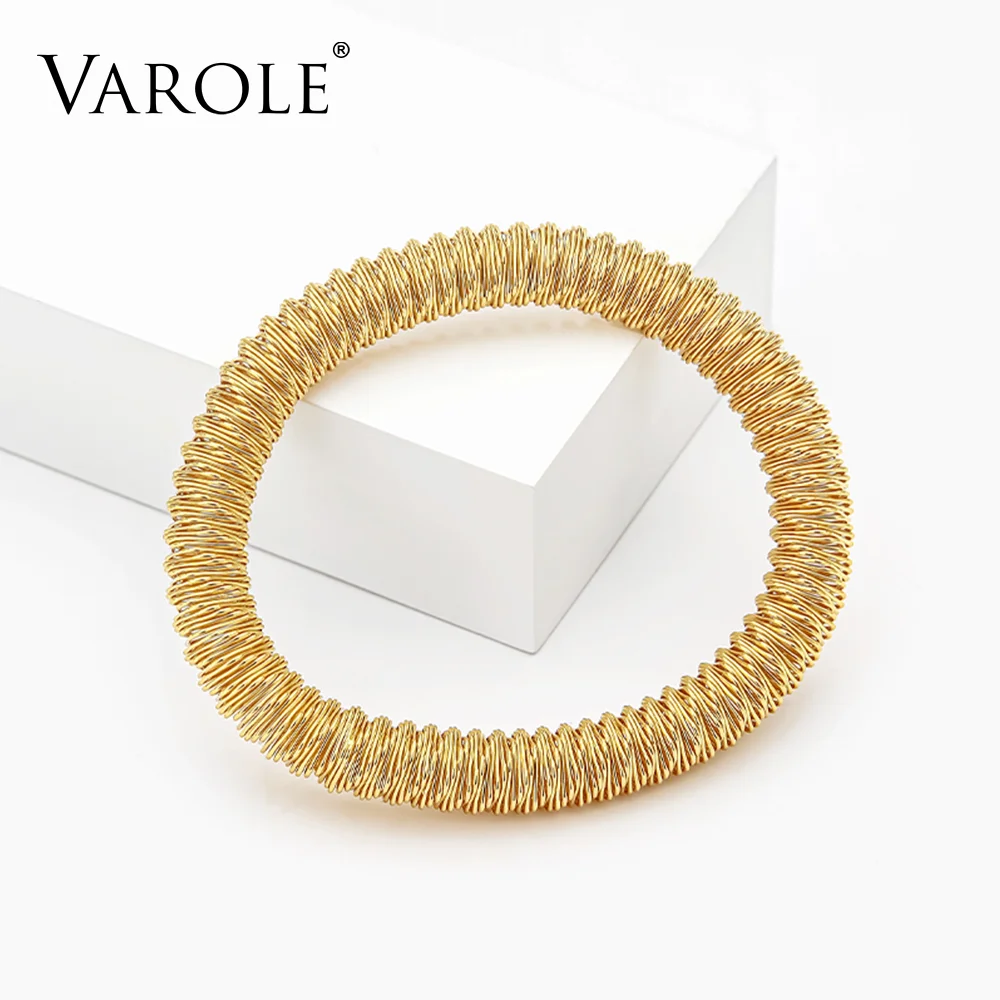 VAROLE Spring Stretch Bracelet Men Women Stainless Steel Non Tarnish Pulsera Bracciale Minimalist Fashion Jewelry Hair Tie Gift