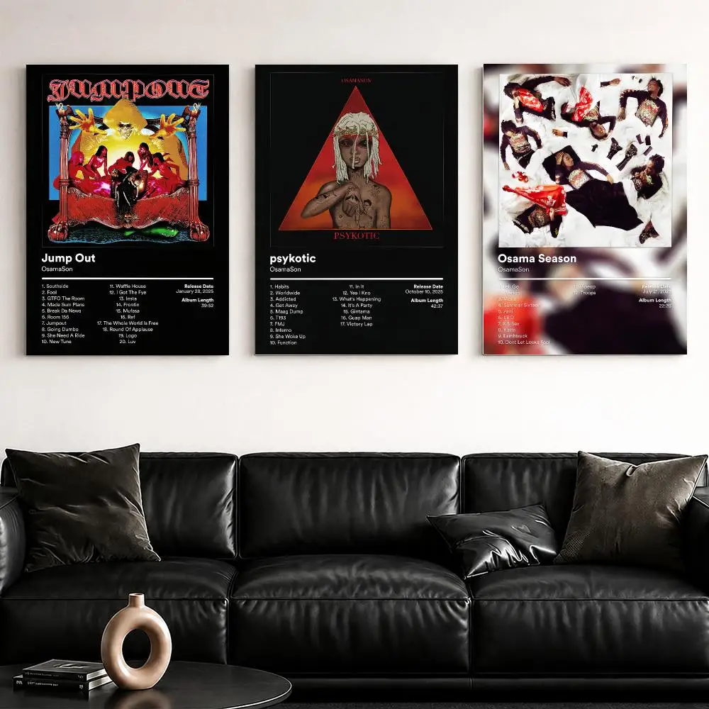 Rapper O-OsamaSon Framed Wall Painting Framed Canvas Wall Art Poster Solid Wood Frame Home Decor