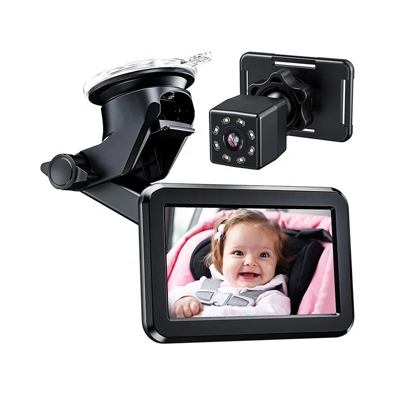 InCar 4.3 inch Infant Rear Display View Camera 360 Adjustable Baby Car Mirror Facing Infant Infrared Night Vision Monitor Gift