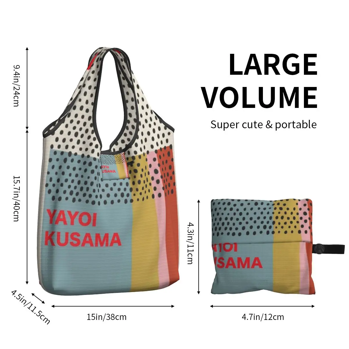 Custom Fashion Print Yayoi Kusama Infinity Dots Shopping Tote Bag Portable Shopper Shoulder Handbag