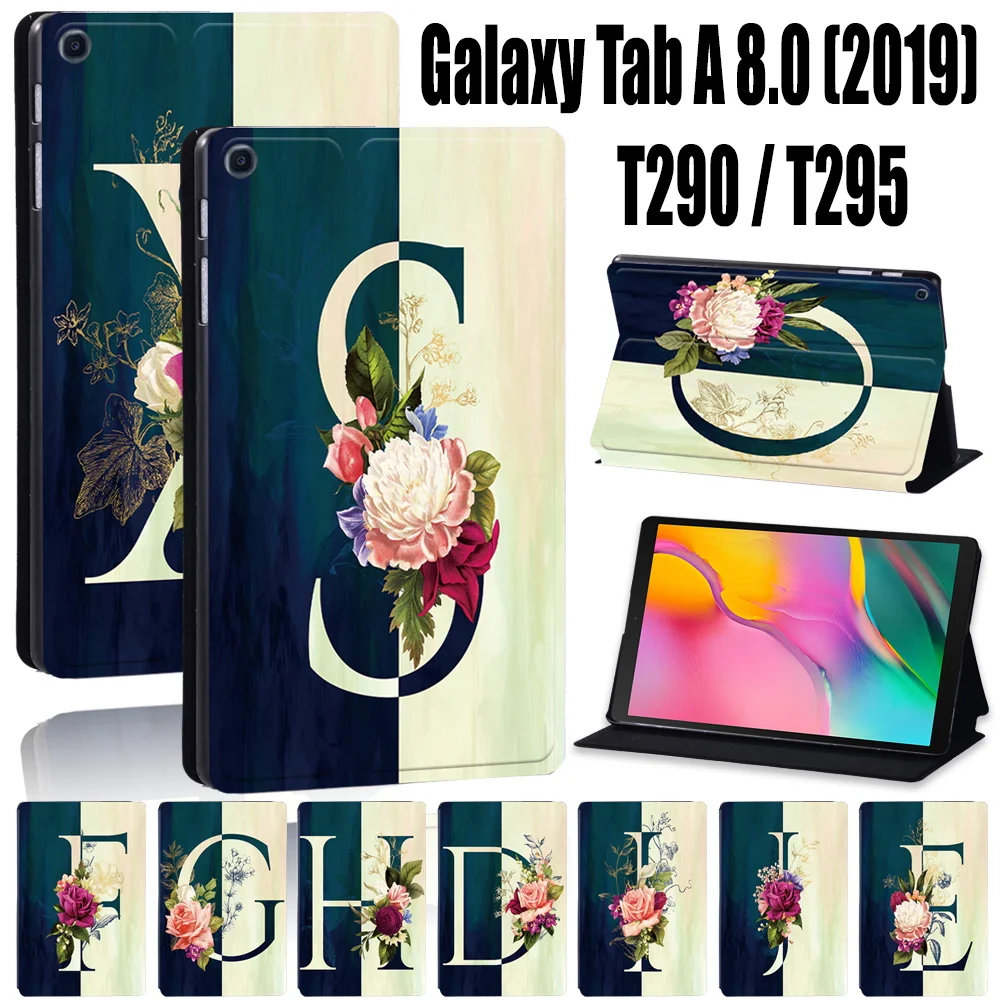 Tablet Case for Samsung Galaxy Tab A 8.0 Inch SM-T290 T295 2019 Initial Letter Pattern Leather Tablet Cover for Tab A 8.0