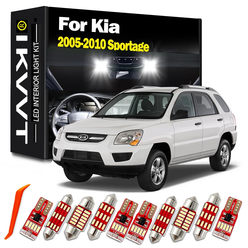 

IKVVT 11 шт. Canbus автомобильные аксессуары женский комплект для 2005 2006-2010 Kia Sportage Map купол багажника номерной знак лампа