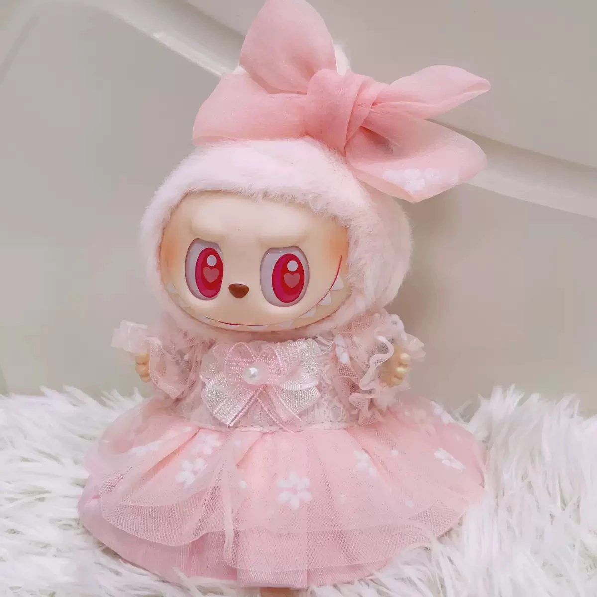 Vestiti per bambole Labubu Vestiti per bambole da 17 cm possono essere indossati Rosa Rosa Gonna carina Pengpeng Abito da principessa Cambia vestiti
