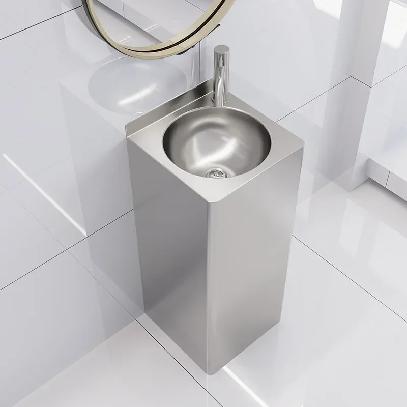 Stainless Steel Hand Washing Column Basin Integrated Floor Courtyard Outdoor Hand Washing Table Modern And SimpleX9