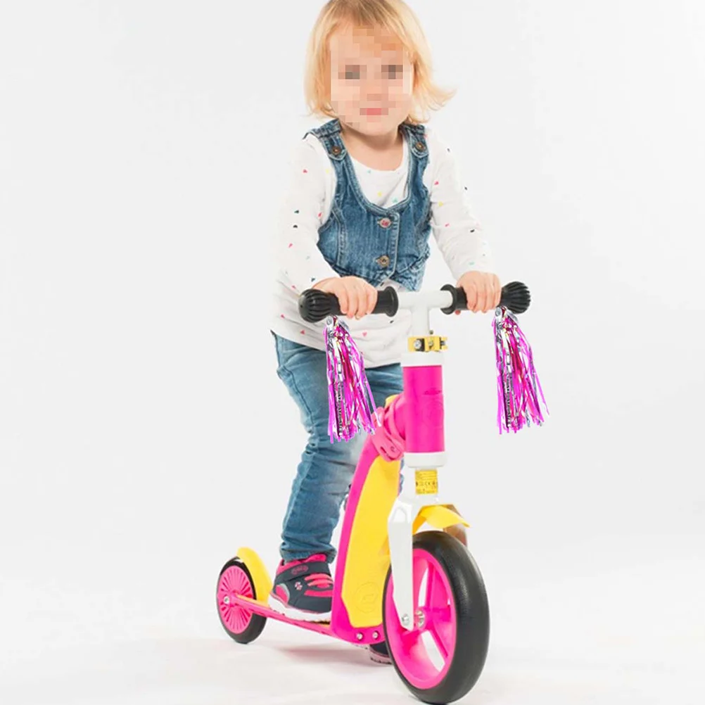 

8Pcs Kids Tassel Ribbon Handlebar Streamers for Bicycles Tricycles Scooters Green Silver Pink Silver Decorative Accessories
