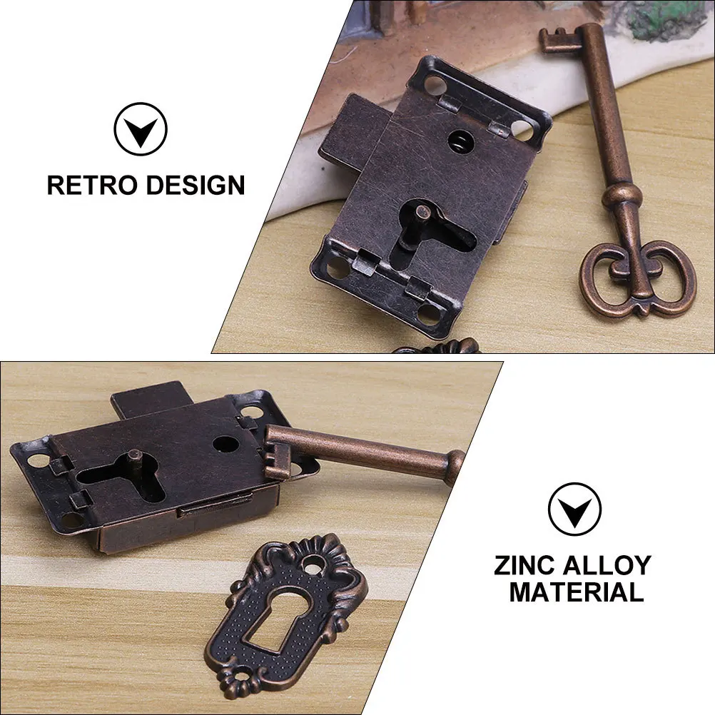 2 uds cerraduras para muebles Vintage bronce aleación de Zinc gabinete puerta cajón cerradura conjunto con llave para caja de madera joyería regalo vino