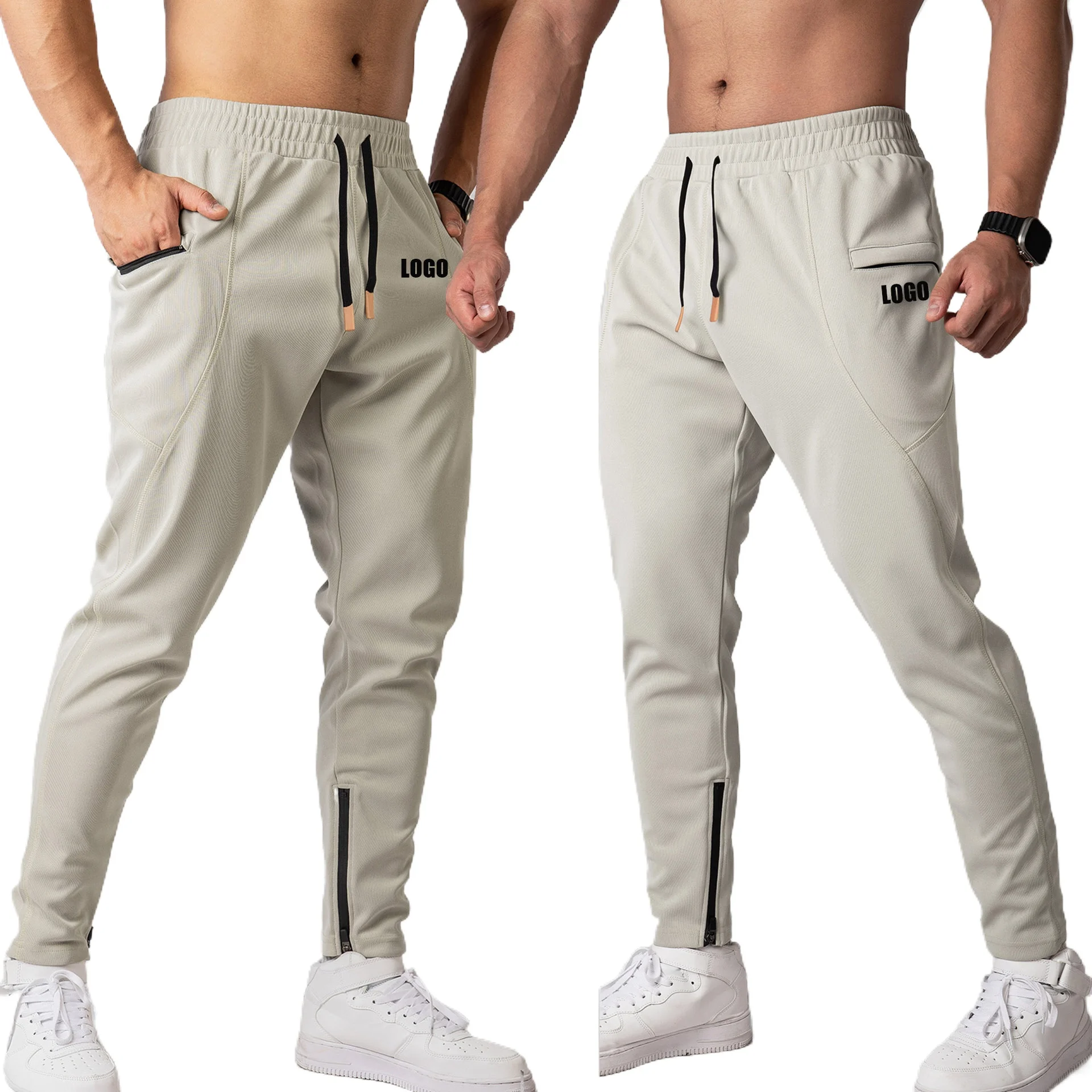 

Мужские спортивные штаны с индивидуальным логотипом, весна-осень 2025 года, новые облегающие повседневные брюки на молнии для ног