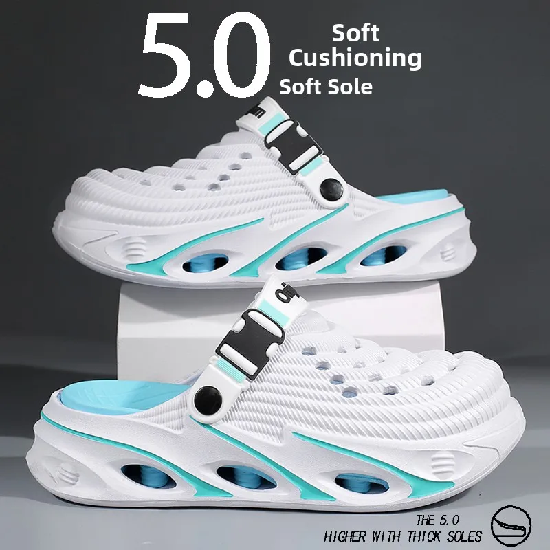 

Men's Summer Thick Bottom Sandals Casual Anti-Slip Half Slippers Beach Shoes Breathable EVA Material Comfortable to Wear