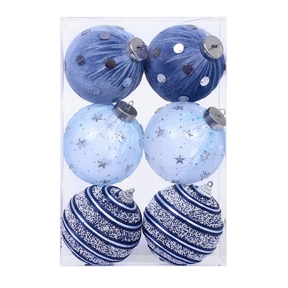 

Set of 6 Christmas polka dot pressure balls crafted from velvet foam suitable for holiday tree wall and ceiling decorations