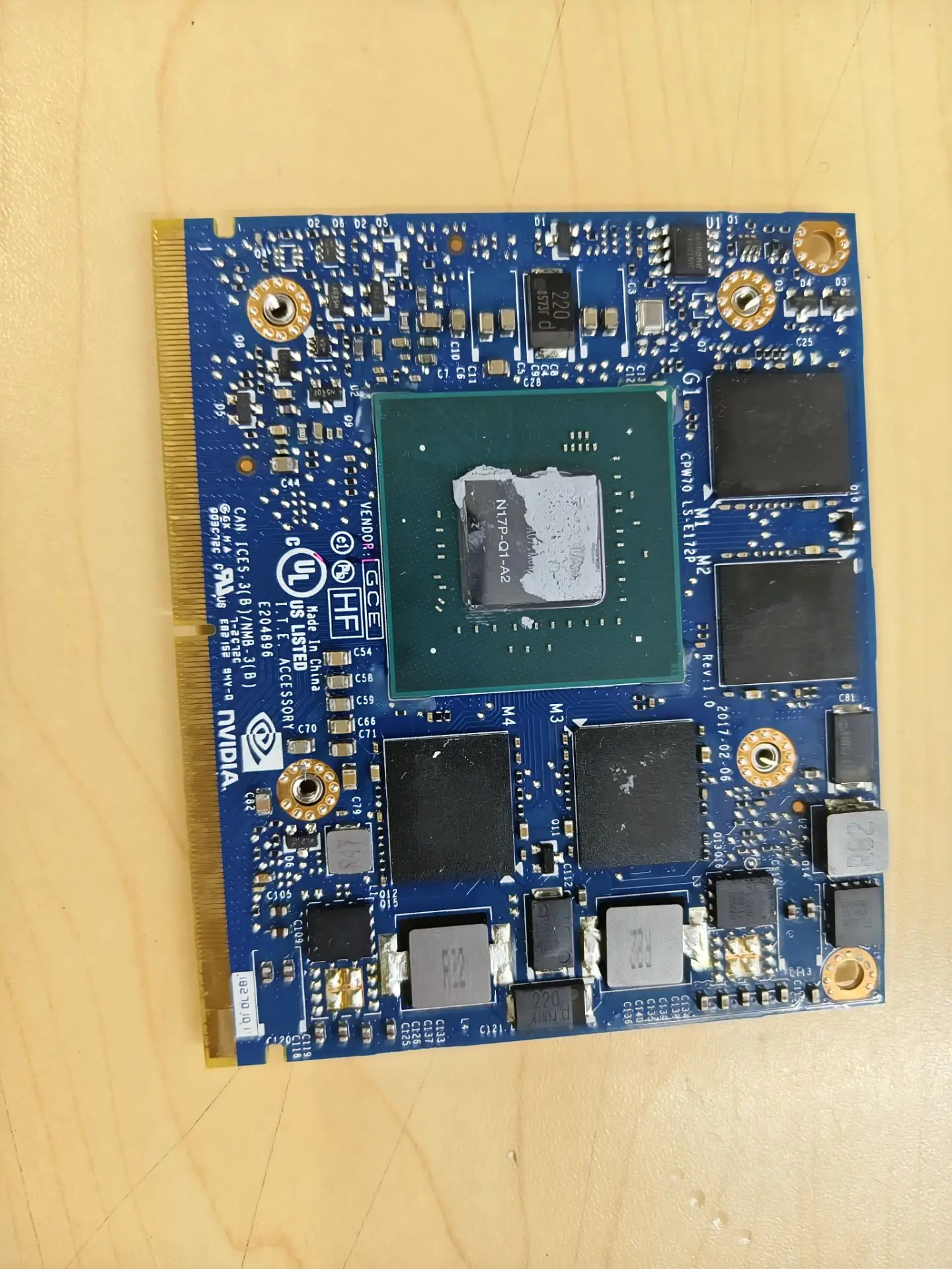 Used 924954-001 M1000M Video Card N17P-Q1-A2 LS-E172P for HP ZBook 15 G3 / 17 G3 Fully Tested