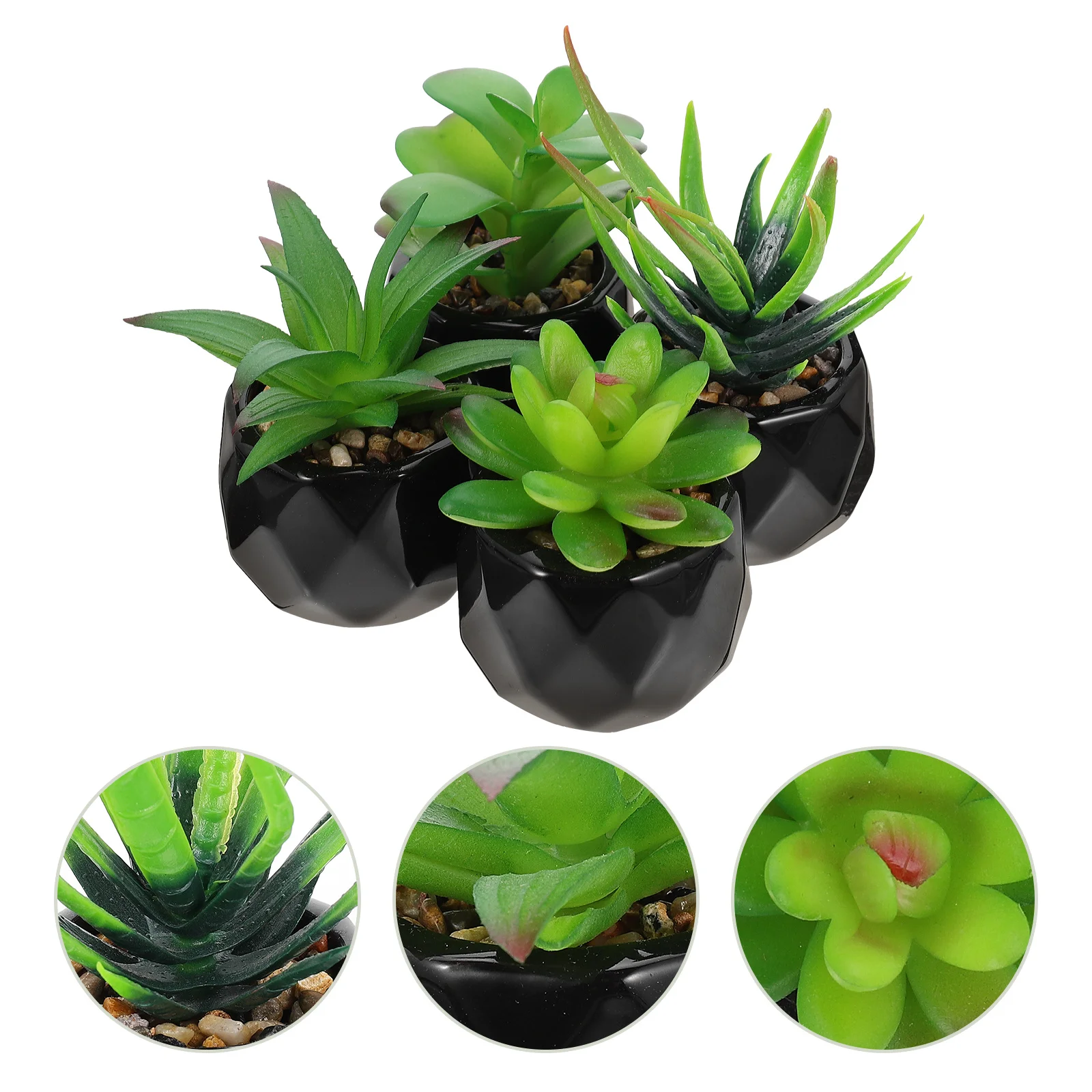 

4Pcs Simulated Succulent Plants Bonsai Set Realistic Artificial Small Potted Plants Ornament Desktop Shelf Decor Gift