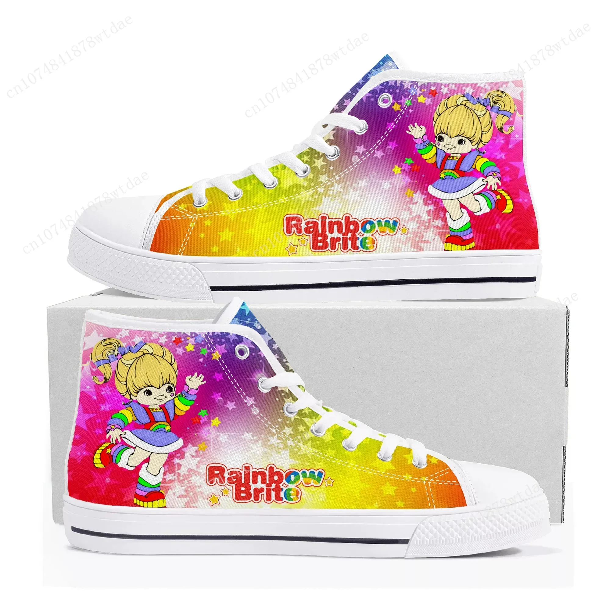 Brite High Top Sneakers Mens Womens Rainbow High Quality Canvas Sneaker Cute Comics Manga Couple Customized Shoes