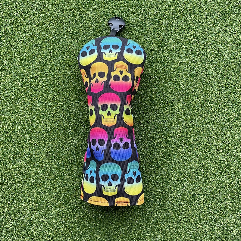 Colored Skulls Canvas Golf Woods Headcovers 135U Covers For Driver Fairway hybird Putter  Clubs Heads