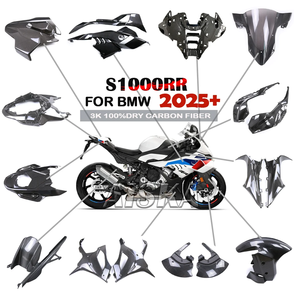 

Fender Frame Cover Fixed Wing Fuel Tank Side Panel Fairing Kit 3K Dry Carbon Fiber Motorcycle Accessories For BMW S1000RR 2025