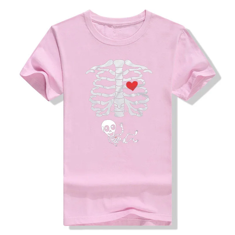 الأمومة هالوين الهيكل العظمي تي شيرت زوجين الأشعة السينية الطفل الحمل المحملة الرجال برغر الغذاء مضحك إعلان الحمل Y2k الملابس