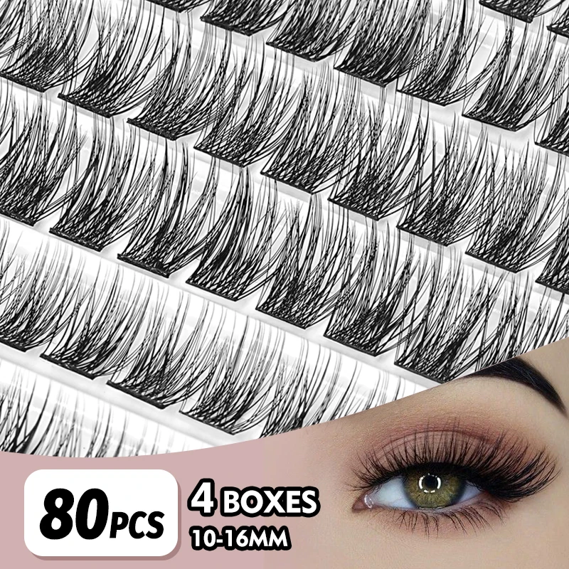 

DIY Cluster Lashes Individual Eyelash Extension 3D Russian Lash Clusters Volume Mink Bundle Eyelashes 80PCS Mix Length