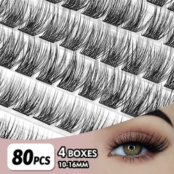 Extensão dos cílios individuais, 3d, russo, vison, volume, comprimento da mistura, 80pcs