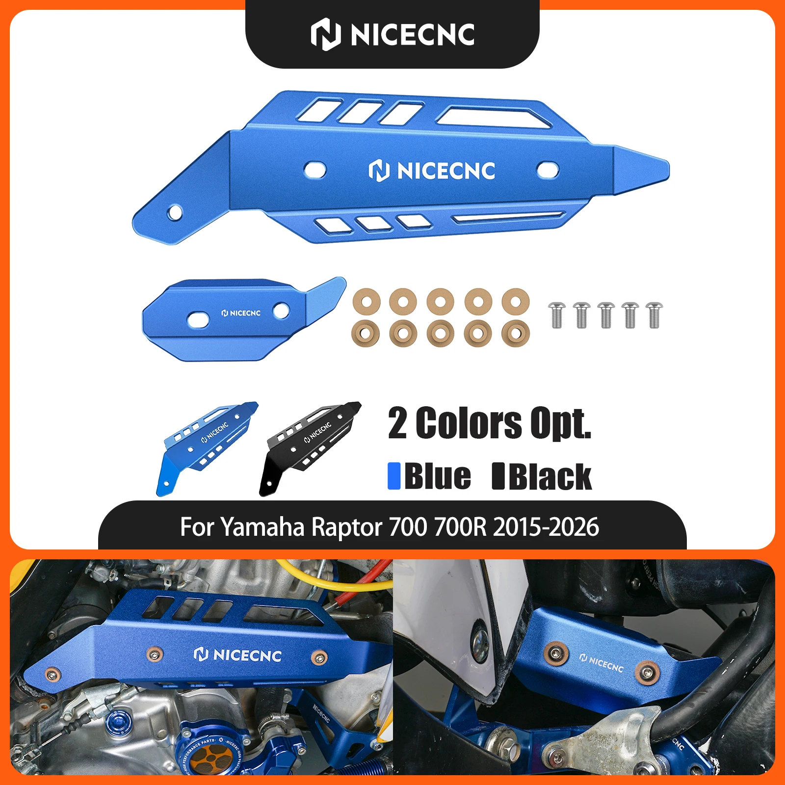 NICECNC For Yamaha Raptor 700 700R 2015-2026 Exhaust Mid Pipe Heat Shield Guard Protector Cover Aluminum ATV Accessories