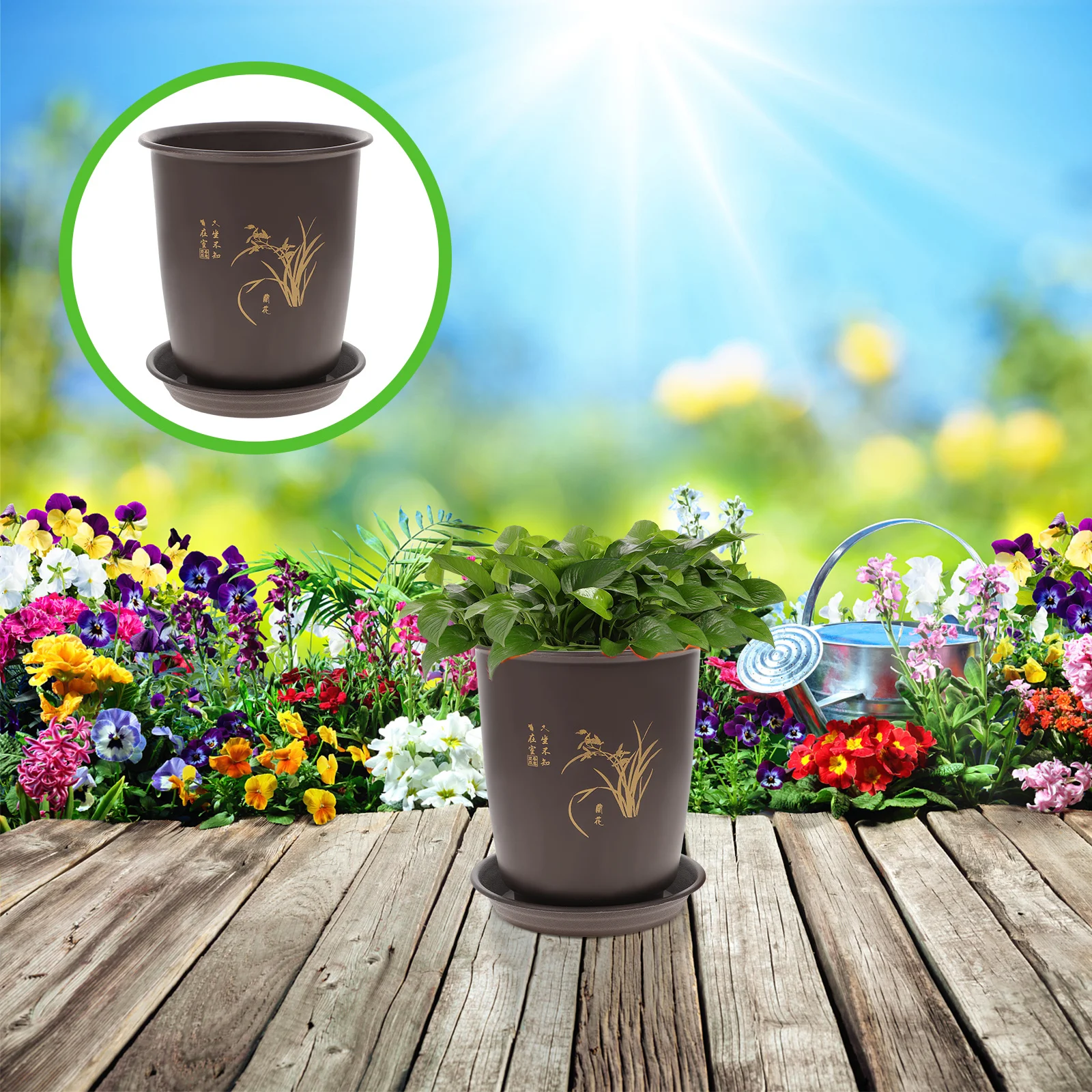 

2 set Orchid Pots With Tray Plastic Flower Pot Ventilation Design For Garden Nursery Breathable Plant Containers Gardening