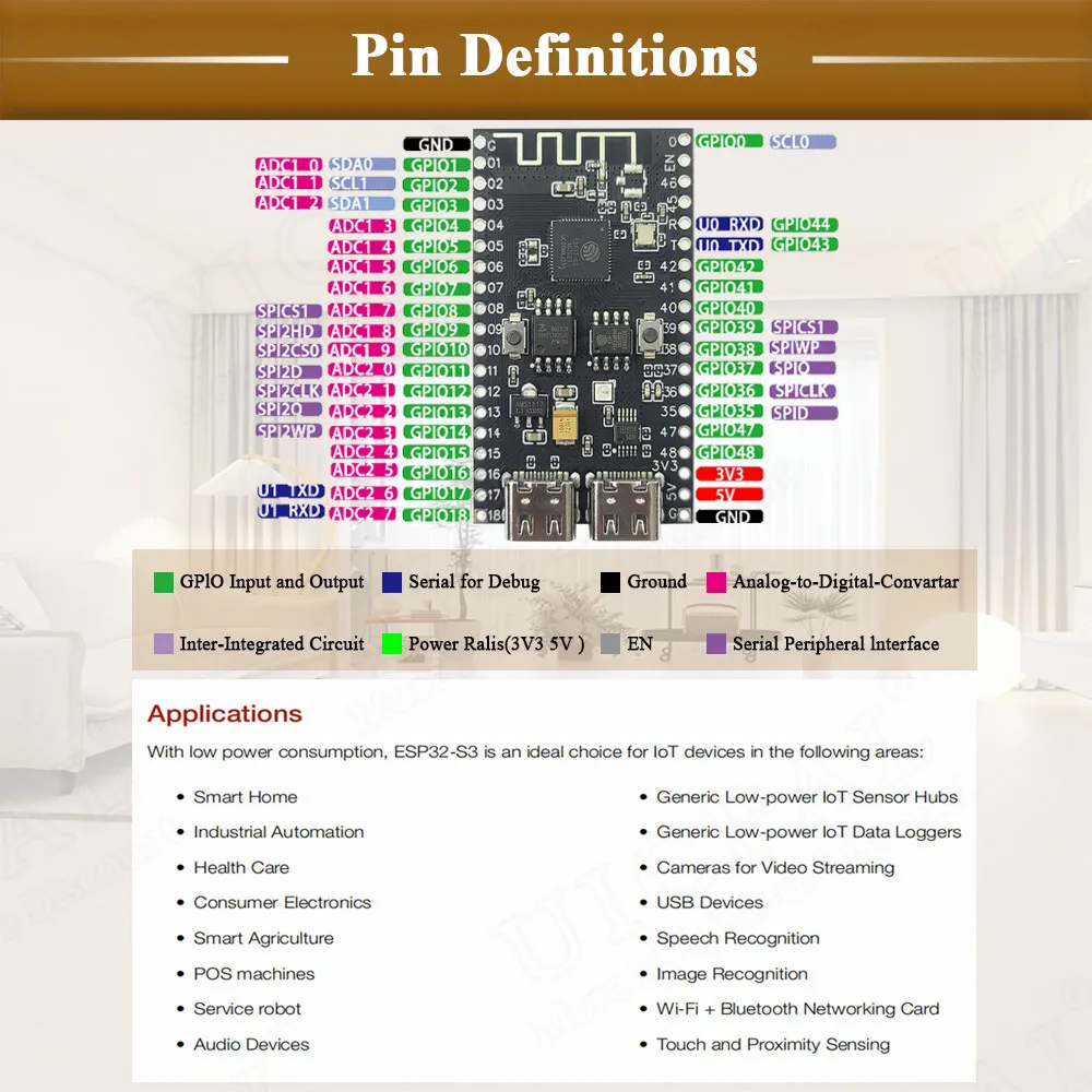 Imagem -05 - Placa de Desenvolvimento Esp32-s3 N16r8 bt Módulo Wifi 2.4g para Arduino Psram 8mb Flash 16mb Ws2812 Led Ch340 Tipo-c Esp32 s3 Novo