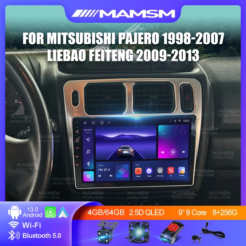 For Mitsubishi Pajero 1998-2007 Liebao Feiteng 2009-2013 Multimedia Video Player Android 14 Wireless Carplay Screen Radio Stereo