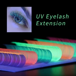 GLAMLASH Fluorescent Eyelash Extension Pink Green Yellow Orange UV Neon Eyelash Extensions Glow in the Dark lashes Makeup